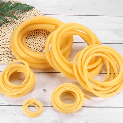 PATIKIL 3.3 Ft(1M) Natural Latex Rubber Tubing, 3/16"(5mm) ID x 5/16"(8mm) OD Sling Shot Rubber Tubing Tube with Hose Clamps for Exercise, Stretching, Laboratory, Home Hose Tube - size: 5mm ID x 8mm OD
