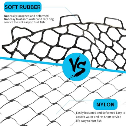 2 Pcs Replacement Rubber Fishing Net Diameter Fishing Landing Net Black Fish Netting Without Handle Replacement Fishing Net Foldable Mesh Net for Freshwater Saltwater (21.5 x 19.7 Inch)
