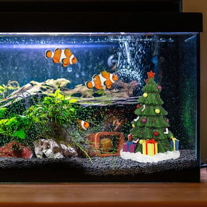 Ipetboom Reptile Decor Christmas Tree Aquarium Decorations Miniature Resin Landscape Ornaments for Holiday Fish Tank Supplies Table Decor Aquarium Christmas Tree
