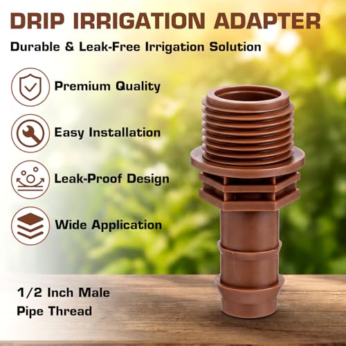 12 Pcs 1/2" Thread to 1/2" Coupling PVC to Drip Irrigation Adapter Fittings, 1/2" Male Pipe Thread(MPT) x 1/2" Barbed Drip Line Coupling Connectors - size: 1/2" Thread to 1/2" Coupling