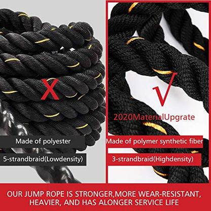 Heavy Jump Ropes for Fitness 2LB/3LB/5LB,Weighted Adult Skipping Rope Exercise Battle Ropes for Men & Women,Total Body Workouts, Power Training in Gym to Improve Strength and Building Muscle - color: 3LB Upgraded Edition Fitness(9.9 ft)