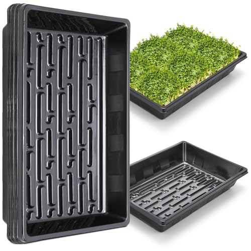 Upgraded 20 Pack Plant Growing Trays Seed Starting Tray Microgreens Growing Trays Seedling Plant Germination Starter Tray Transplant Fodder Flats, No Holes, No Leakage, Reusable (1017) - size: 1017