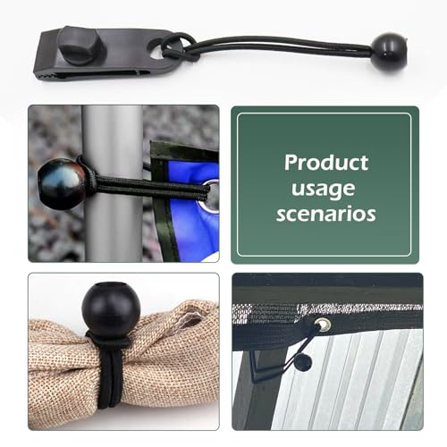 Car Cover Windproof Clip, Inverted Tooth Design Non-Slip Bite Tent Clamp with Adjustable Buckle, Outdoor Wind Rope Fixing Bracket with 12 PCs Ball Bungee Cords, for Most Cars (Black) - size: 24 PCS