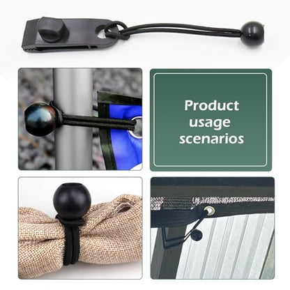 Car Cover Windproof Clip, Inverted Tooth Design Non-Slip Bite Tent Clamp with Adjustable Buckle, Outdoor Wind Rope Fixing Bracket with 12 PCs Ball Bungee Cords, for Most Cars (Black) - size: 24 PCS