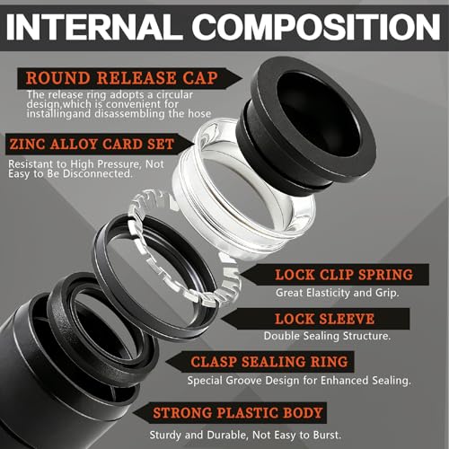 70 PCS Quick Connect Air Hose Fitting Assortment Kit OD 1/4" Tube to 1/4" 1/2" 3/8" 1/8" Male NPT Thread Push to Connect Fittings/Air Line Fittings/Quick Release Fittings for Air Tube - size: 70pcs black