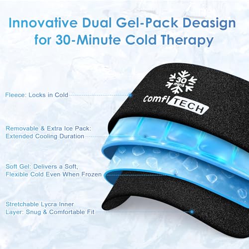 ComfiTECH Dual-Gel Elbow Ice Pack Wrap for Arm, Knee & Calf, L | Multi-Use Ice Sleeve with 30-Min Cooling for Tennis Elbows, Golfers Arm, Reusable Cold Compression for Muscle Relaxation - size: L-Dual-Gel