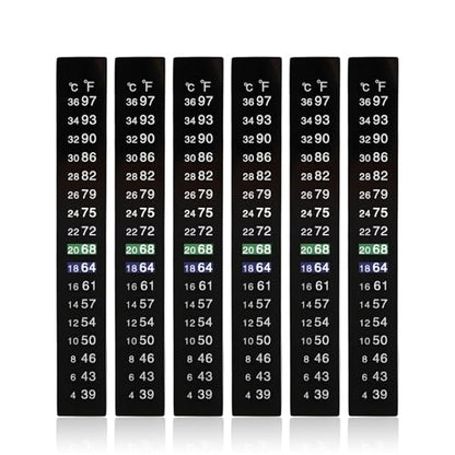 6 Pack Aquarium Thermometer Strips, 39-97℉ Fish Tank Thermometer Tape, Amphibian and Reptile Thermometer Stickers, Adhesive Brewing Thermometer Stickers for Kombucha, Wine & Beer
