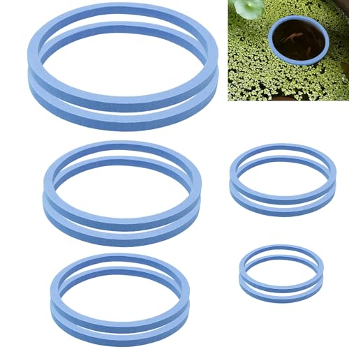 10 Pcs Aquarium Floating Plant Rings,Foam Round Fish Feeding Rings 5 Size Floating Plant Corral Fish Tanks Food Rings for Keeping Food Plants in Place and Out of Filter for Fish Tanks (Blue)