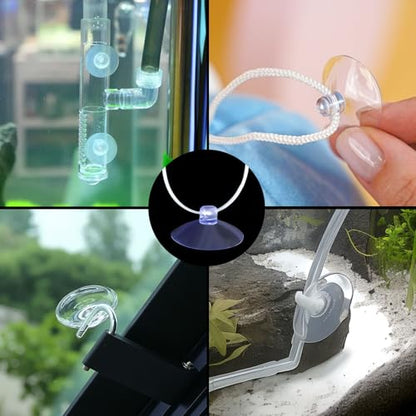 30 Pcs Aquarium Suction Cups with 50 Pcs Zip Ties, Suction Cup for Fish Tank Plants Binding Moss Shrimp Nest Landscape Fixation, Utility Sucker Pad Without Hooks for Kitchen Hanging(3.5cm)
