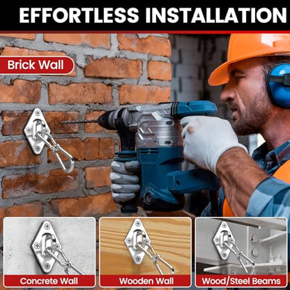 sprookber 304 Stainless Steel Pad Eye Snap Hook, M6 Ceiling Hook 800Lb,8Pcs - size: 2.3 inch, style: Rhombus