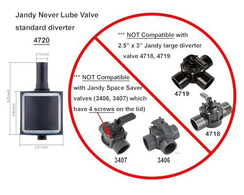 ATIE Pool Valve Diverter Kit 4720 Replacement for Jandy 2 Port or 3 Port Never Lube Pool Diverter Valve Standard Diverter 4720