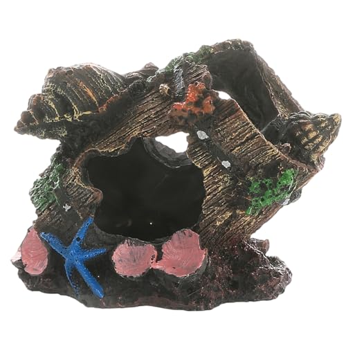 Fish Tank Hideout Broken Barrel Aquarium Hideout Resin Shipwreck Theme Fish Tank Cave for Aquarium Landscaping Decor