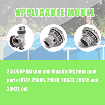 25076RP O-Ring Kit Rubber Washers for Pool Plunger Valves, Strainer Washer and Ring Kit for 1-1/2in Fittings Replacement Gasket(15 pcs) - 10745, 10262 and 10255 - size: 25076RP