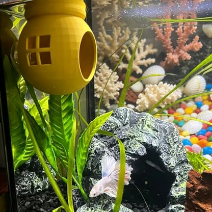 Betta Fish Hiding Place with Suction Cups, Aquarium Betta Fish House cave, Fish Tank Resting Sanctuary, Suitable for Betta Fish Tank Decoration and Aquarium Accessories.(Pack of 2) (Purple)