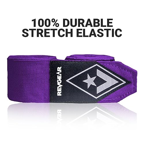 Revgear Pro Series Elastic Boxing Wraps for Men, Hand Wraps for Boxing Gloves, Muay Thai Hand Wraps, Wrist Wraps Boxing, Boxing Hand Wraps for Men, Boxing Wraps for Women, MMA Wraps - 180 Inch Purple