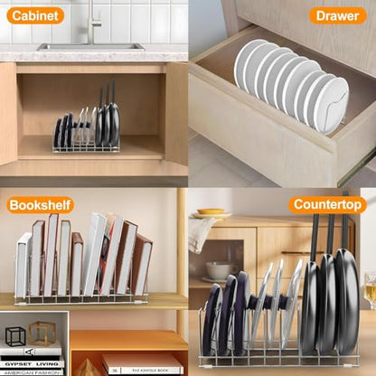 Lid Organizer Pot Lid Organizer Holder Suitable for Bakeware Dish Plate, Cutting Boards, Pots & Pans, Serving Trays, Reusable Containers for Kitchen Countertop (1 Pack)