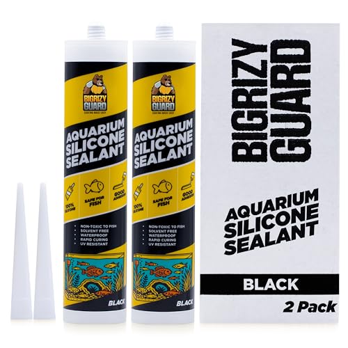 Aquarium Silicone Sealant Black 2x10.14 Fl oz Cartridge - Aquarium Safe Silicone for Fish & Plants | 100% Waterproof, Premium, Non-Toxic, Solvent Free, Strong Bond, Fast Curing (2 Pack)