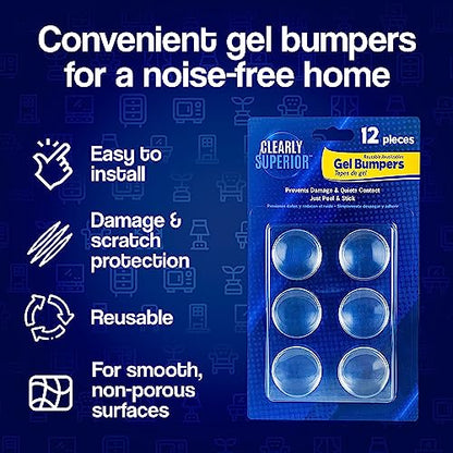 Multi-Use Bumper Guards - Med 8 Pack Rectangle 2" x 1" x .2" - Protects & Quiets Contact from Furniture, Doors, Dressers, & Appliances - Reusable & Easy to Apply Polymer Gel Bumper