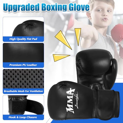 Punching Bag for Kids, 2.7FT Hanging Boxing Bag with Boxing Gloves | Kids Boxing Set Kickboxing Bag for Youth Boxing Karate Muay Thai Kick Taekwondo Training - style: Dinosaurs