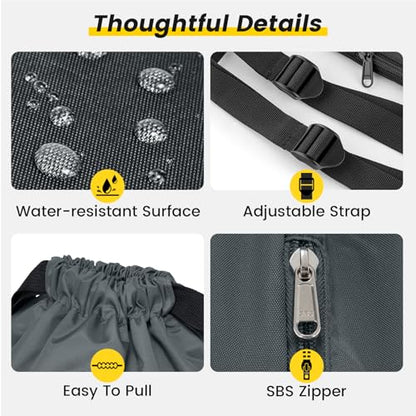 Vorspack Drawstring Backpack with Front & Side Pocket for Men Women - color: Grey