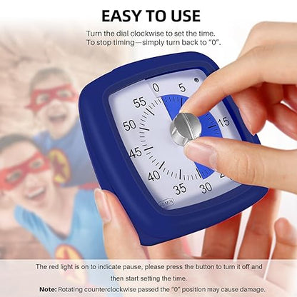 Secura 60-Minute Visual Timer, Silent Study Timer for Kids and Adults - color: Navy Blue & Navy Blue