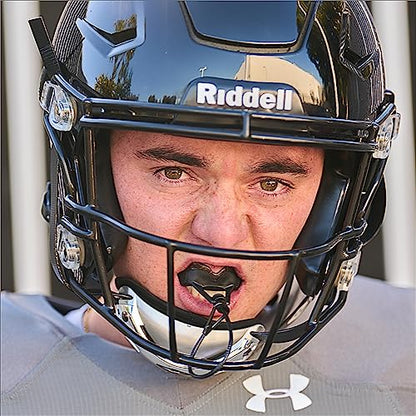 Under Armour Sports Mouth Guard, Custom Fit, Includes Detachable Helmet Strap - color: Black, size: Youth