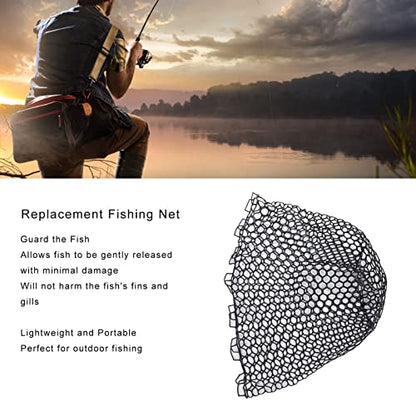 Fishing Net, Black Rubber Flexible Fishing Landing Netting Mesh Multipurpose Lightness Foldable Fishing Replacement Net for Angler Freshwater Saltwater
