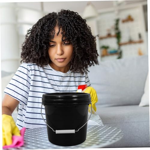 Sealed Plastic Bucket Lid Leakproof Storage Pail for Kitchen Office Laundry Milk Oil Flour Heavy Duty Design - color: Black