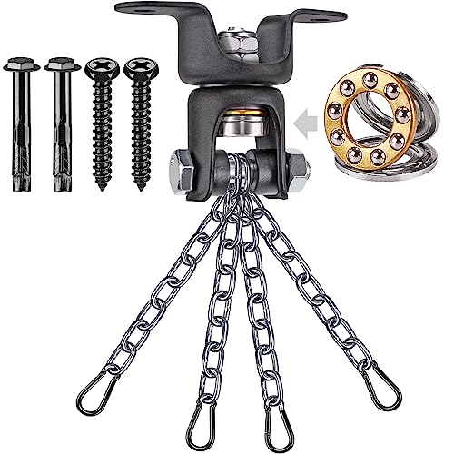 BeneLabel Heavy Bag Ceiling Mount with Spring & Chains 360° Rotation Punching Bag Ceiling Hanger with Bearings Boxing Bags Holder Hardware with 2 Wood Screws and 2 Expansion Screws - color: Hanger with Silver Chain (800 LBs Capacity)