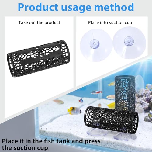 2 Pcs Fish Hammock & Betta Tunnel Set, Aquarium Decorations for Small Fish, Floating Hide & Resting Spot, Black