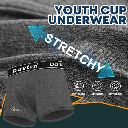 Davion 2-Pack Baseball Cup Youth Boys Underwear with kids Soft Athletic Cup - color: Dark Grey-2pack, size: Large