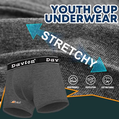 Davion 2-Pack Baseball Cup Youth Boys Underwear with kids Soft Athletic Cup - color: Dark Grey-2pack, size: Small