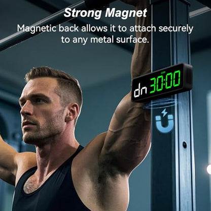 Acedeck Portable Gym Timer Clock: Fitness Digital Clock with Strong Magnet - color: Green