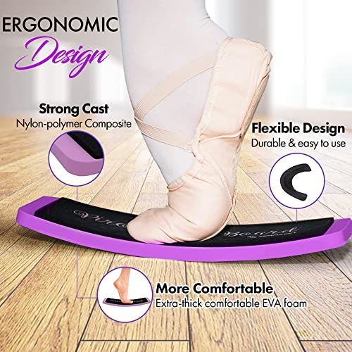 Turning Board for Dancers, Cheerleaders, Gymnasts, Ice Skaters | Improve Turns, Balance & Stability — Ballet Pirouette Trainer, Figure Skating & Gymnastics Practice Board - color: Purple with Bag