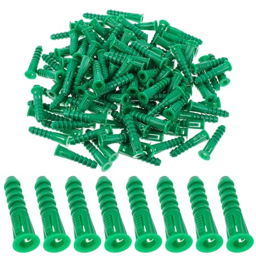 200 Pcs #12-14-16 x 1-1/2 Inch Ribbed Lightweight Plastic Anchors Drywall Anchors for Hollow Walls Pictures Artwork Decor Light Duty Anchoring Application (Green)