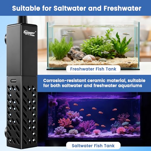 hygger Aquarium Heater, Upgraded Ceramic 25W Small Fish Tank Heater with Digital LED Controller, Fast Heating, Precise Temperature Control, Turtle Tank Heater for Freshwater/Saltwater - size: 25W