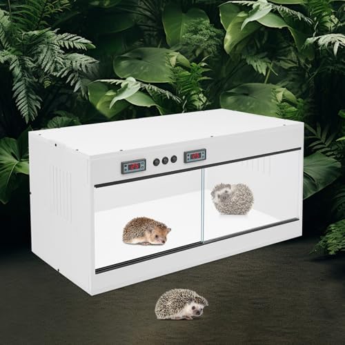 Reptile Tank for Lizards,Bearded Dragon Enclosure Terrarium,Reptile Breeding Box,31.5×15.75×15.75 Inch Reptile Enclosure with Dual Temp Control, LCD Display,Reptile Terrarium (White)