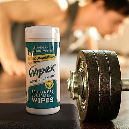 Wipex Original Fitness Equipment Wipes - EWG Verified Natural Plant Based Gym Wipes, Clean Surfaces at Home or Gym, Use as a Yoga Mat Cleaner, Lemongrass & Vinegar, 50 Count (Pack of 3) - size: 50 Count (Pack of 3)