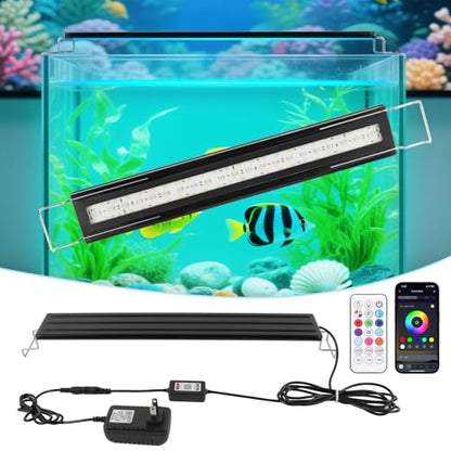 Full Spectrum Aquarium Light：Fish Tank Light with APP & Remote Control for Plants Growth - Fish Lamp for Live Fishes Aquatic Pet Lovers - 24-31 Inch Freshwater Saltwater Aquarium Decor