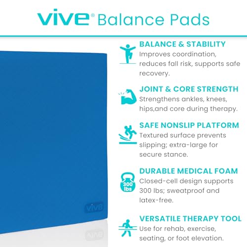 Vive Balance Pad - Foam Large Yoga Mat Trainer for Physical Therapy - color: Champion Blue