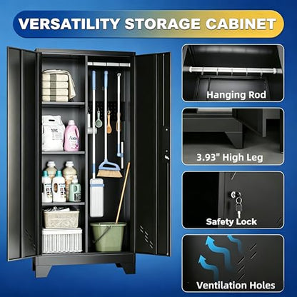 Golf Storage Cabinet Fits 1 Bag, 61" H Sports Equipment Organizer, Black - size: 61"H-Black