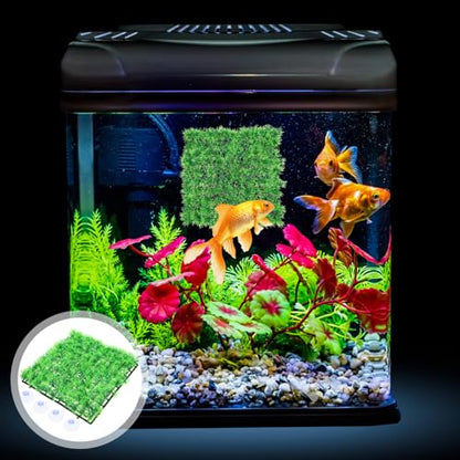 Abaodam Washable Artificial Grass Mat for Aquariums Lifelike Grass Carpet with Thick Base Safe Plastic Material Aquarium Decoration with Suction Cups
