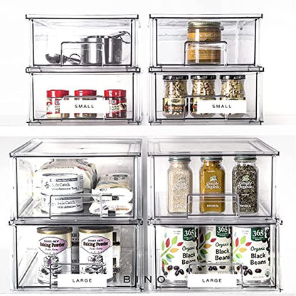 BINO | Stackable Storage Drawers, Small - Clear | THE CRATE COLLECTION | Storage Bins With Drawers | Bathroom Organizers | Under Sink Organizer | Vanity Cabinet Home Organization - size: Small