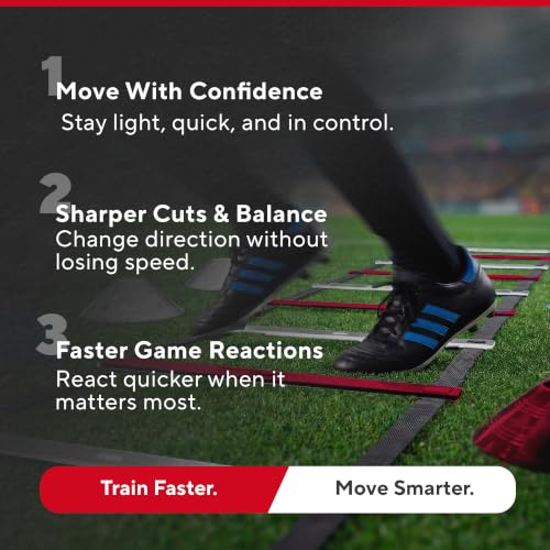 Agility Ladder Set, 12-Rung Speed Ladder + Training Cones, Soccer Training Equipment, Footwork Drills Kit, Speed & Agility Equipment, Football Practice Equipment, Basketball Gear - color: Red and White