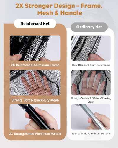 Pawfly Fishing Net with Collapsible Aluminum Handle and Nylon Mesh for Aquarium Pond Freshwater and Saltwater, Minnow Net for Bait and Trout, Portable Fishing Landing Net - size: 12" x 14"