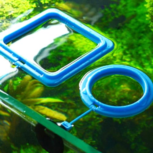 Toddmomy 3pcs Floating Fish Feeder Rings Aquarium Feeding Rings Blue Thickened Square Round Anti-Diffusion Circles Reusable Fish Tank Accessories for Professional Aquatic Pet Feeding