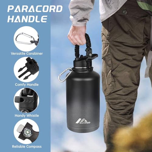 StarSpeed 64oz Insulated Water Bottle with Straws & 2 Lids,Dark Gray - color: Dark Gray, size: 64 Ounces