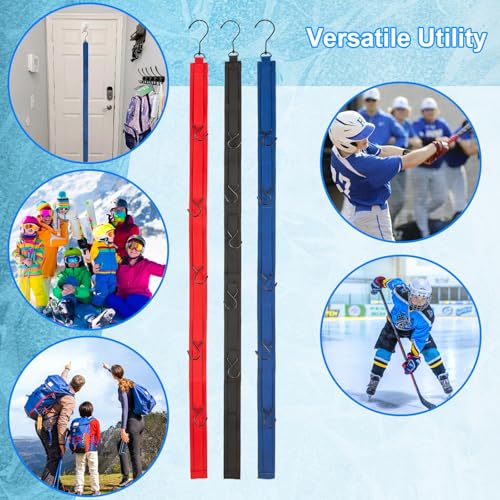 TUYUU 4PCS Hockey Equipment Drying Rack Set, 15 Adjustable Hooks Hanger - color: Multicolor