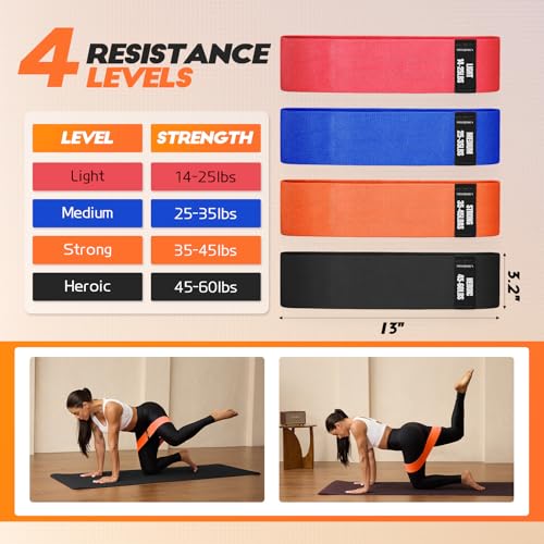 Lianjindun Booty Resistance Bands for Legs & Glutes, Non-Slip Workout Set - color: Red, Blue, Orange, Black