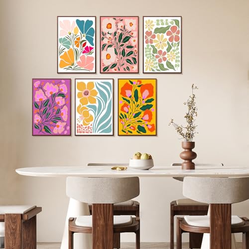 Yezavesu 6 Pack Paint by Numbers Kit for Adults Beginner 8x12 Inch, Flowers Adult Paint by Number Kits on Canvas Without Frame, DIY Acrylic Easy Flower Painting by Numbers for Home Wall Decor Gift